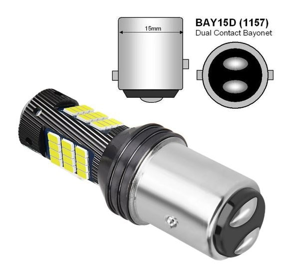2 x White BAY15D 1157 42smd Super Bright Stop/Tail LED Globes White Pair (2pcs)