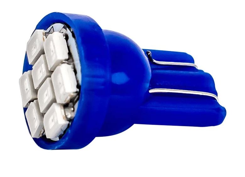 10 x BLUE T10 8SMD 1206 High Brightness LEDs Flat Face 12v (10pcs)