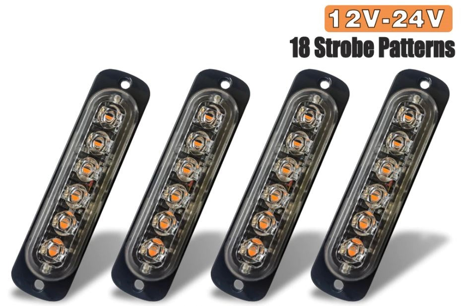 4 x Strobe Warning Light Amber LED Side Flashing Beacon Emergency Hazard (4pcs)