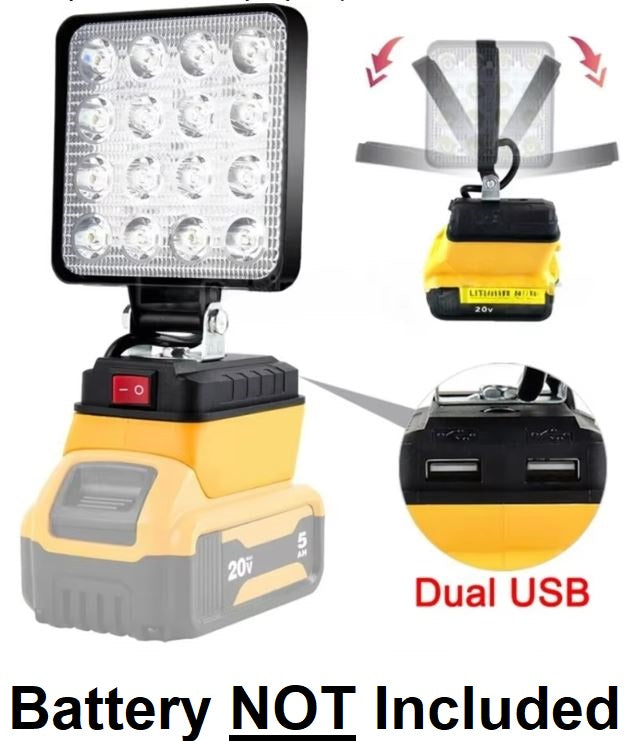 Dewalt 18v Battery spot light with twin USB outlets for charging phone 1pc