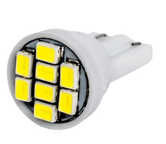 100 x Cool White T10 8SMD 1206 High Brightness LEDs Flat Face 12v (100pcs)