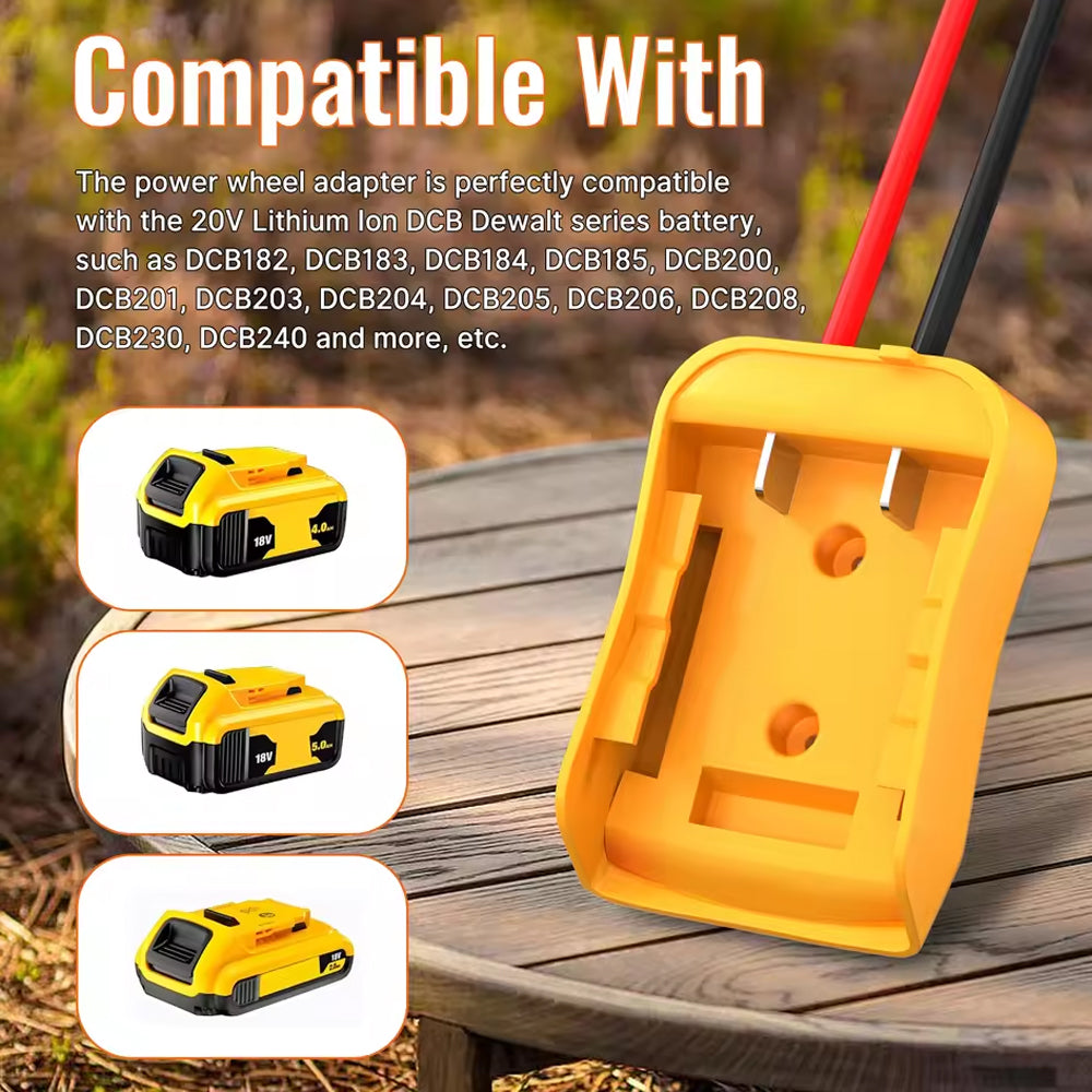 Car Battery Jumper Starter 1.8M Cable with Clamps to Dewalt 20V Battery Adapter
