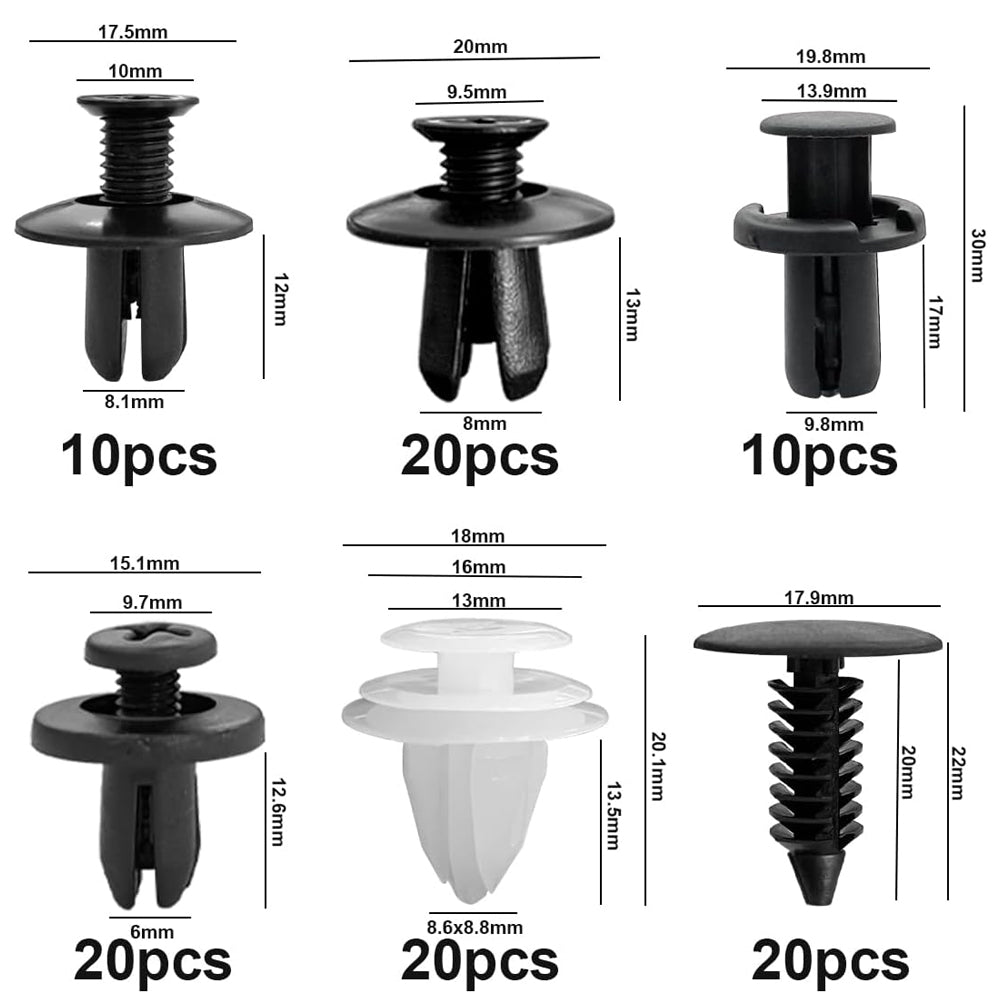 100 x Car Fender Door Trim Panel Push Fasteners Rivet Clips Bumper Retainer Clip