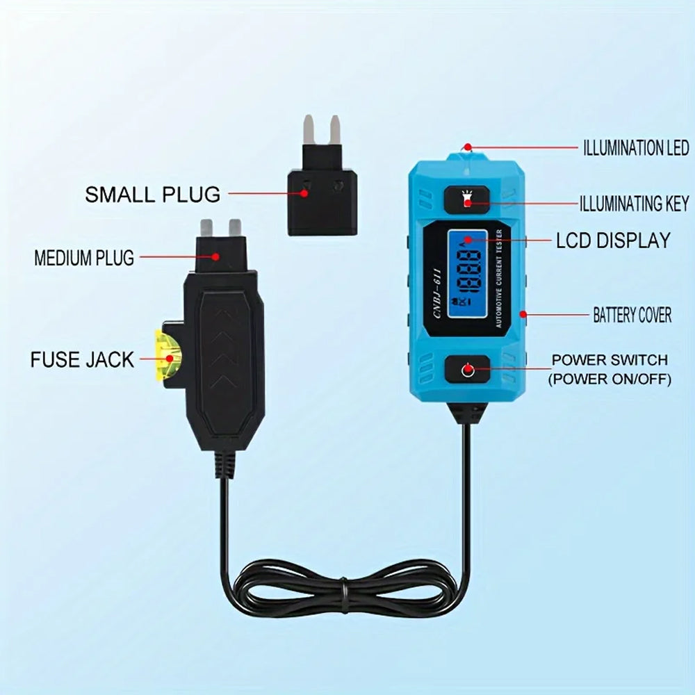 Car Current Tester Blade Fuse Max 48V 20A Circuit Tester Repair Detector Tool