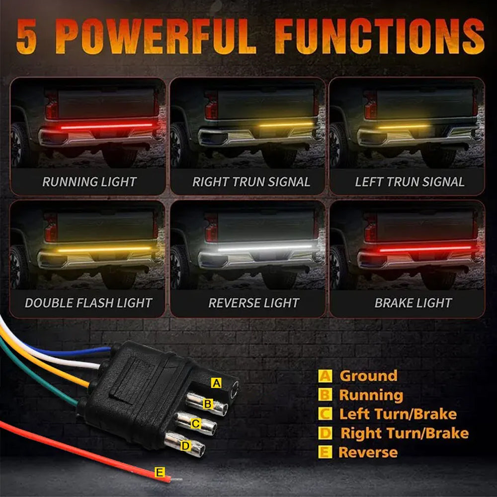 12V 1.2M Car LED Brake Turn Signal Light Flowing Dynamic Rear Tail Strip Lamp