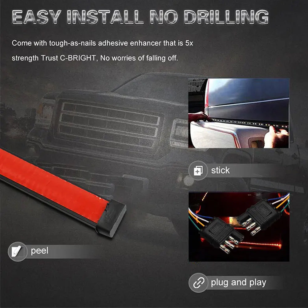 12V 1.2M Car LED Brake Turn Signal Light Flowing Dynamic Rear Tail Strip Lamp