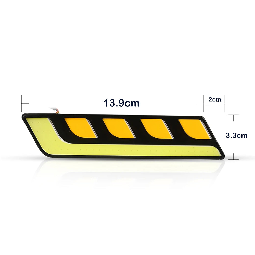 2 x Car LED Daytime Running Lights Dual Colour White Yellow 12V COB Style DRL
