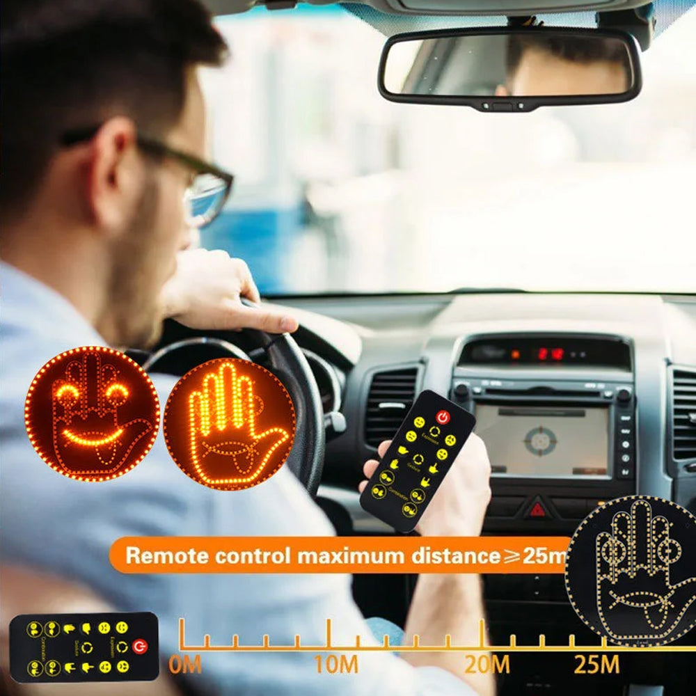 Car LED Gesture Light Remote Control Finger Face Rear Window Expression Lamp