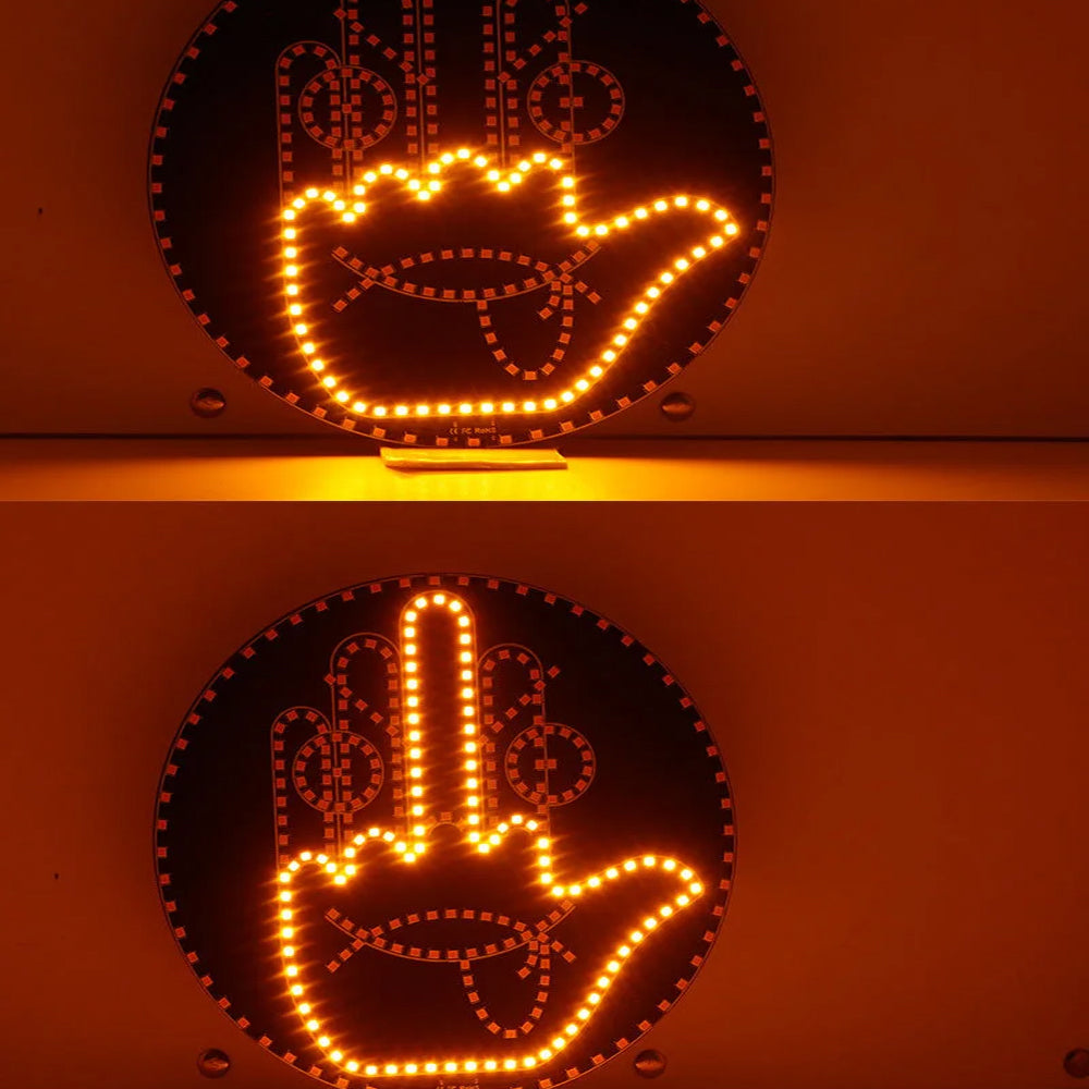 Car LED Gesture Light Remote Control Finger Face Rear Window Expression Lamp