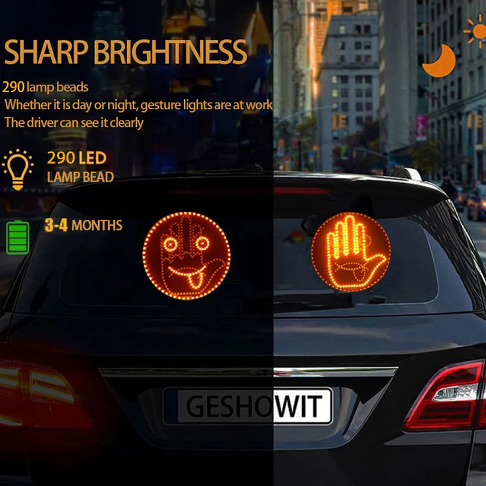Car LED Gesture Light Remote Control Finger Face Rear Window Expression Lamp