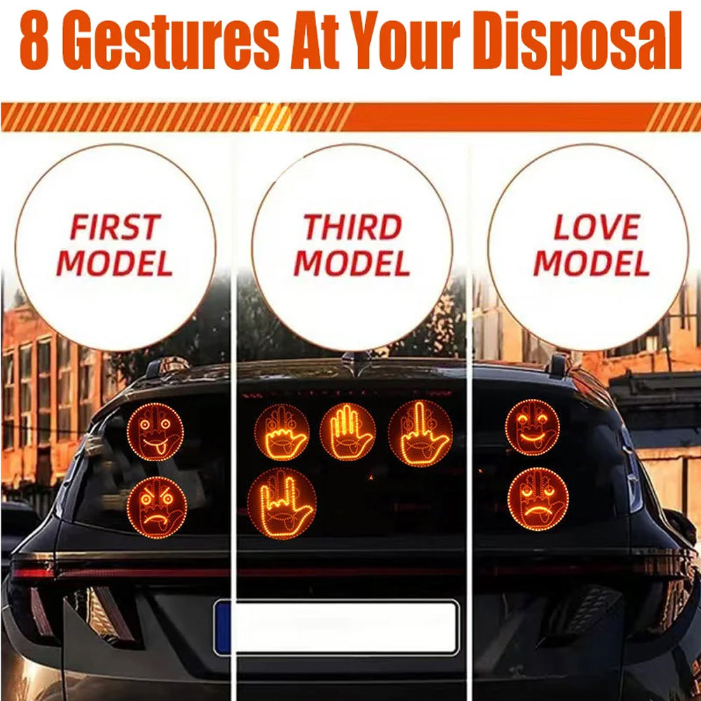 Car LED Gesture Light Remote Control Finger Face Rear Window Expression Lamp