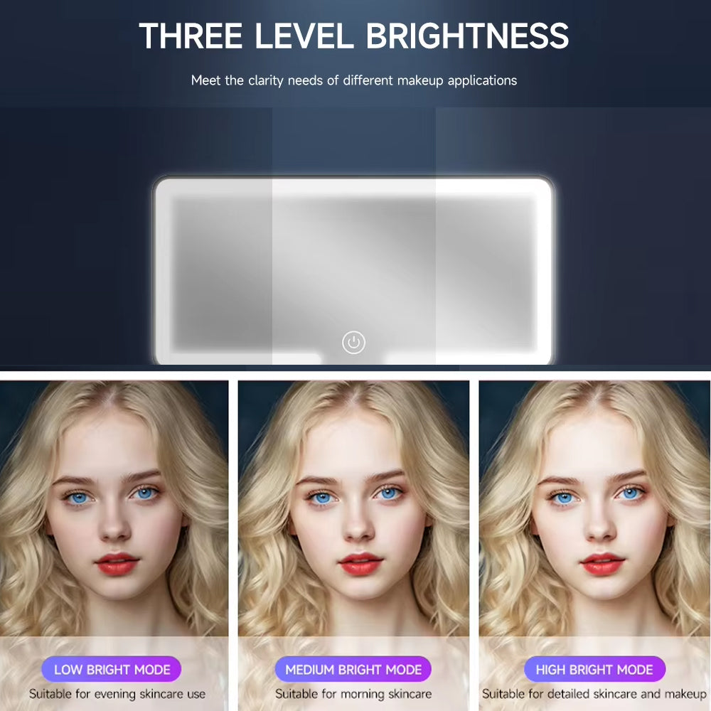 Car Makeup Mirror Interior Sun Visor Plate LED HD Vanity Mirror Makeup Mirror