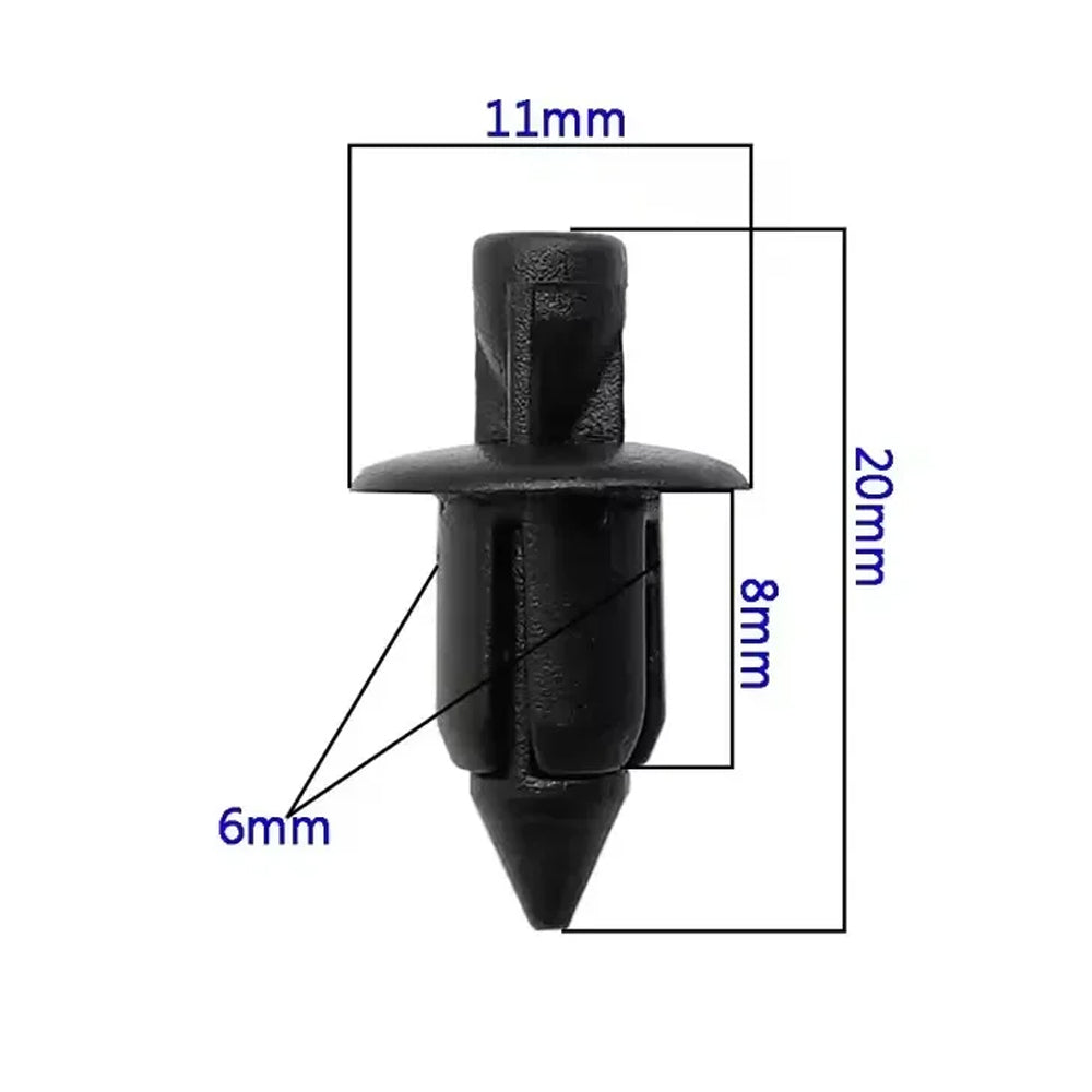 100pcs 6mm Car Push Retainers Clip Bumper Trim Fender Fastener Rivet for Honda