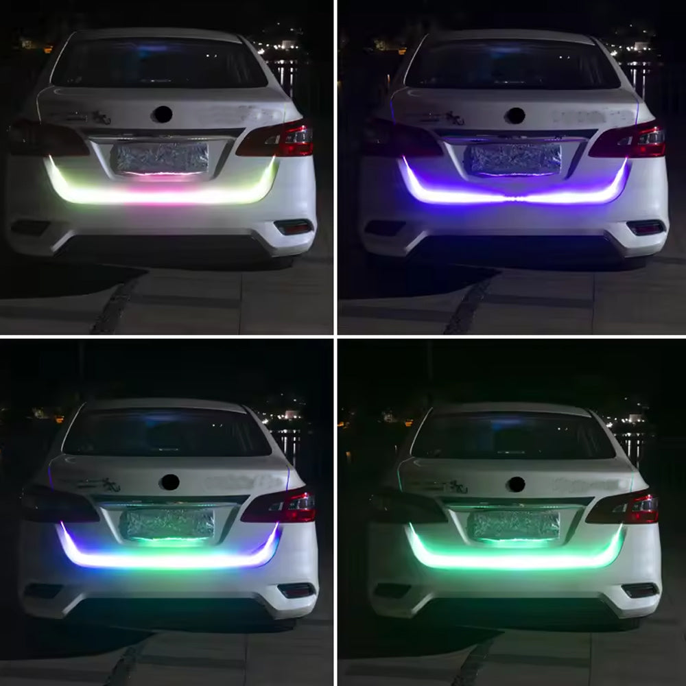 120cm Car Rear Trunk Tail Light Rainbow Dynamic Reverse Stop/Tail LED Strip Lamp