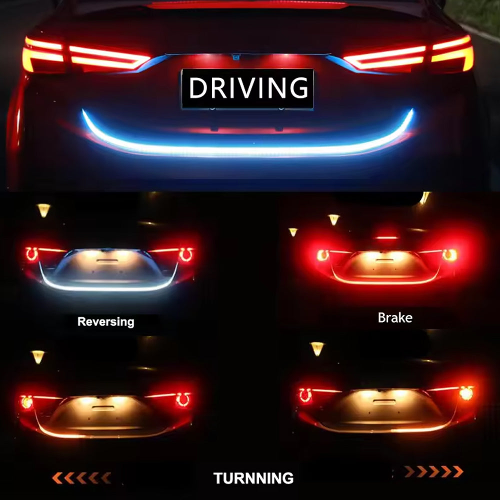 120cm Car Rear Trunk Tail Light Rainbow Dynamic Reverse Stop/Tail LED Strip Lamp