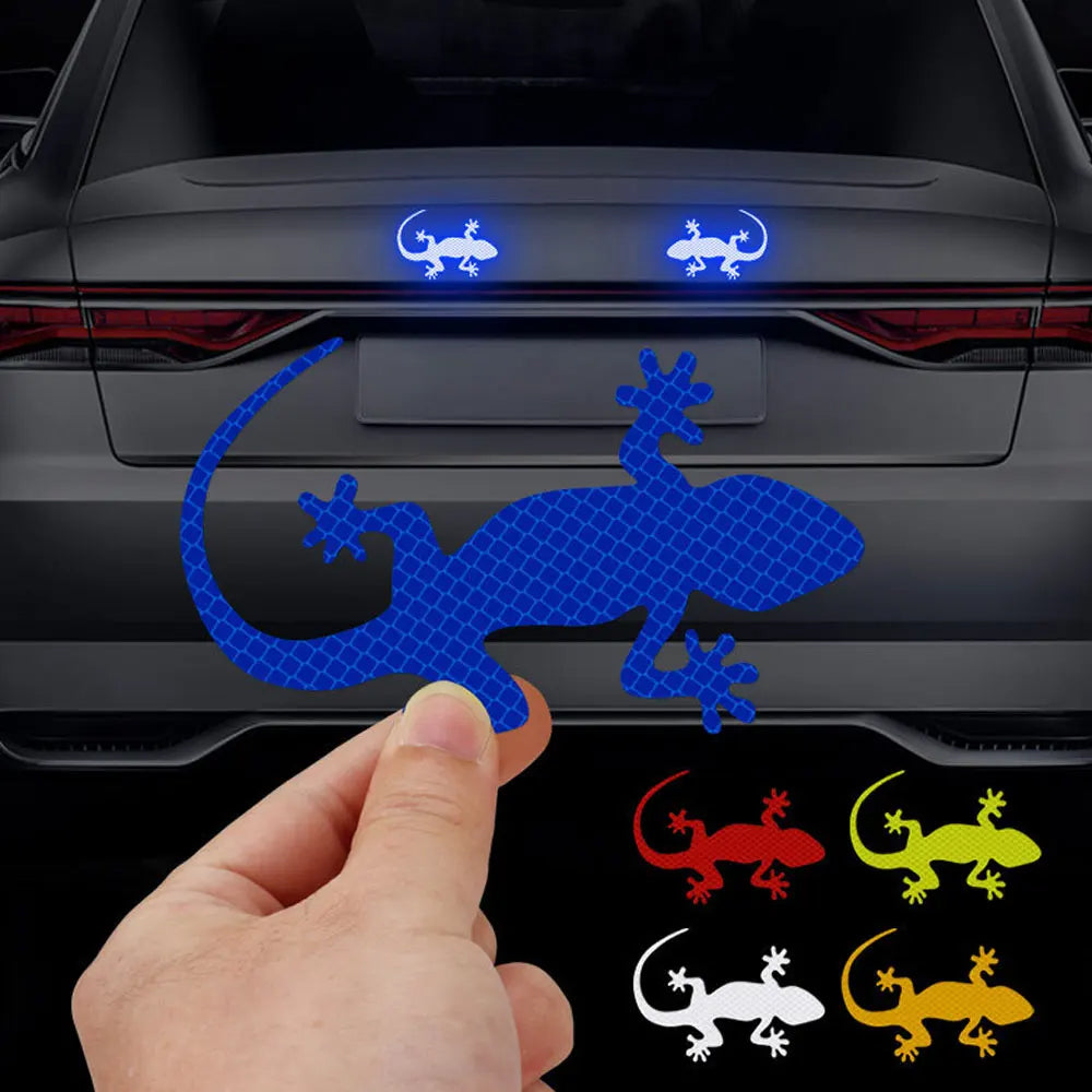4 x Green Car Reflective Sticker Safety Warning Mark Gecko Reflective Tape