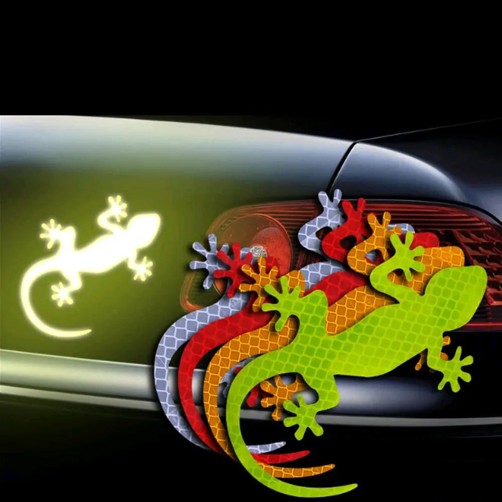 4 x Yellow Car Reflective Sticker Safety Warning Mark Gecko Reflective Tape