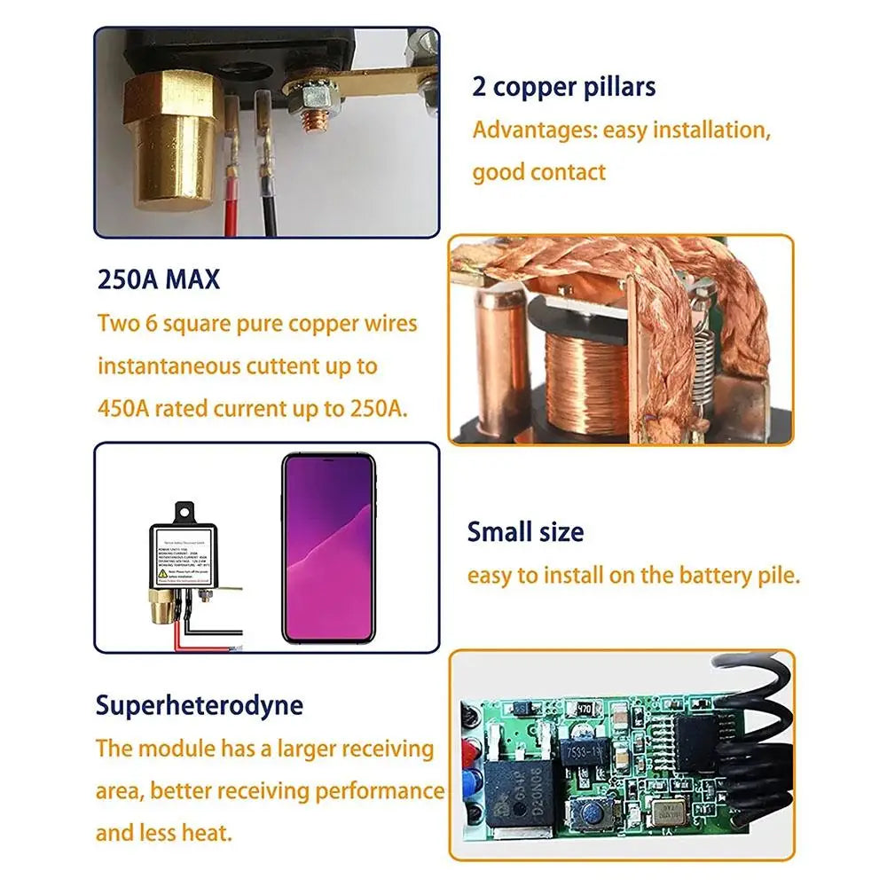 12V Car Remote Battery Disconnect Switch Cutoff Battery Relay with Anti-Leakage