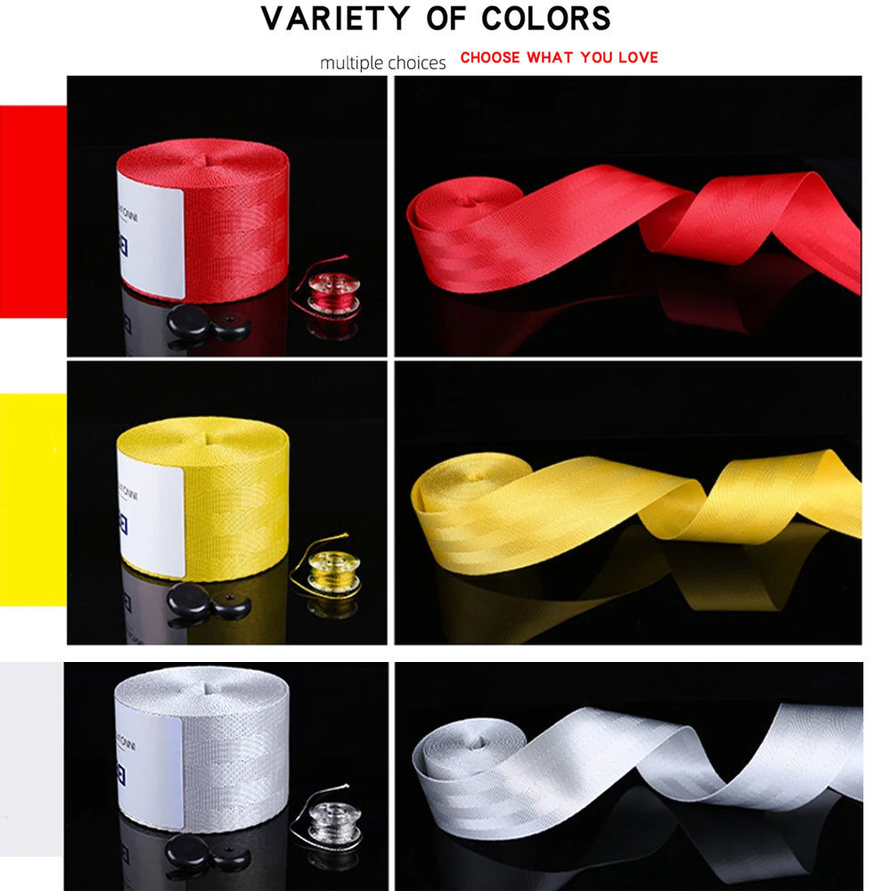 4 x 3.6M Yellow Car Strengthen Seat Belts Webbing Fabric Car Safety Seatbelts