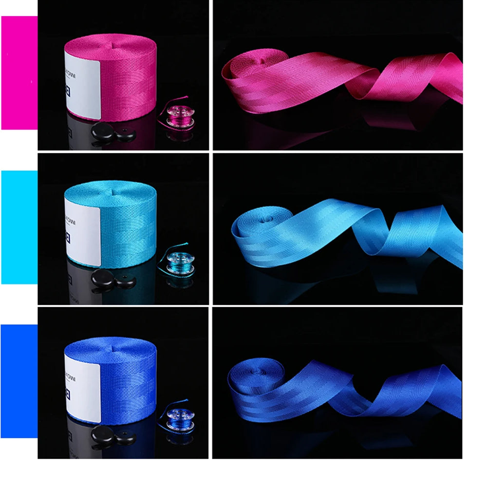 4x 3.6M Blue Strengthen Car Seat Belt Webbing Fabric Racing Car Safety Seat Belt