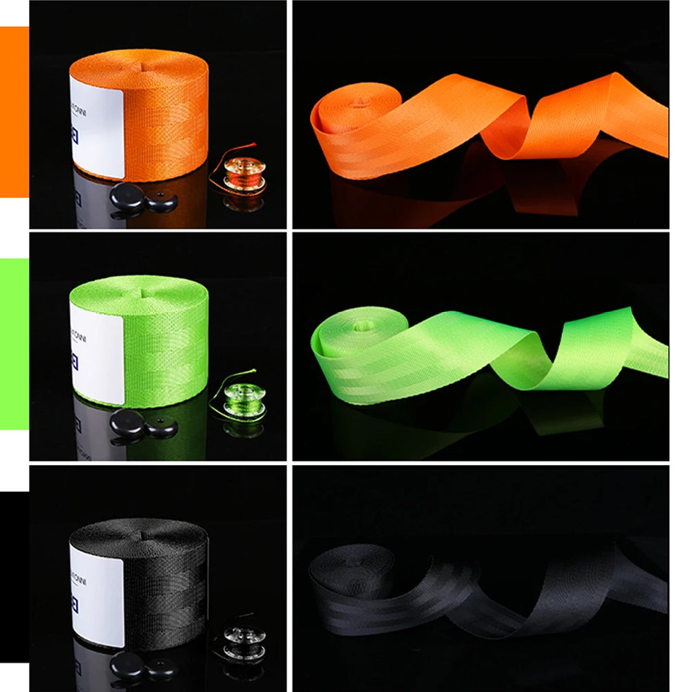 4x 3.6M Tricolor/Black Strengthen Car Seat Belt Webbing Fabric Safety Seatbelt