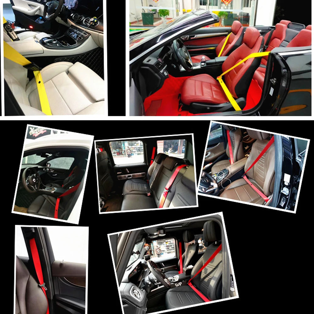 4x 3.6M Black/Red Strengthen Car Seat Belts Webbing Fabric Car Safety Seatbelts