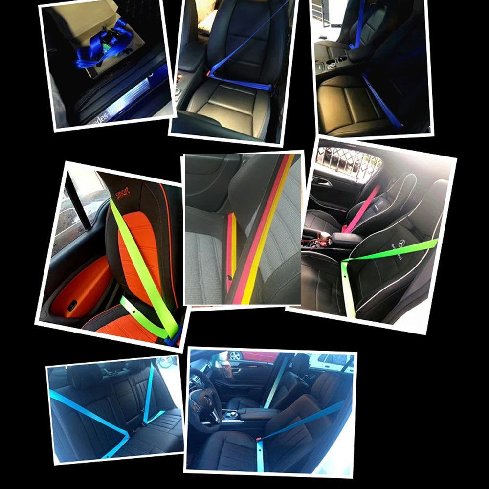4x 3.6M Blue Strengthen Car Seat Belt Webbing Fabric Racing Car Safety Seat Belt