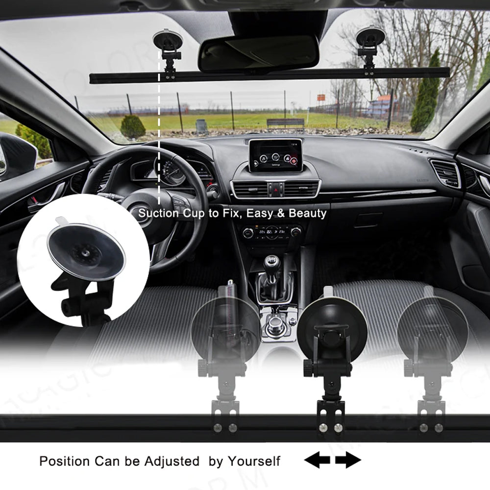 White Flexible Car Strobe Light Windshield Suction Mount 83CM Beacon Lamp