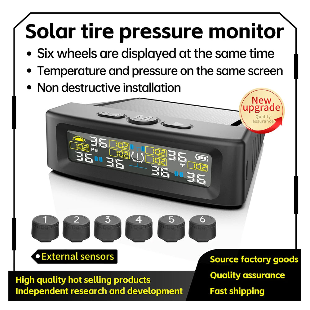 Tyre Pressure Monitoring System TPMS Car Tire Alarm With 6 External Sensors