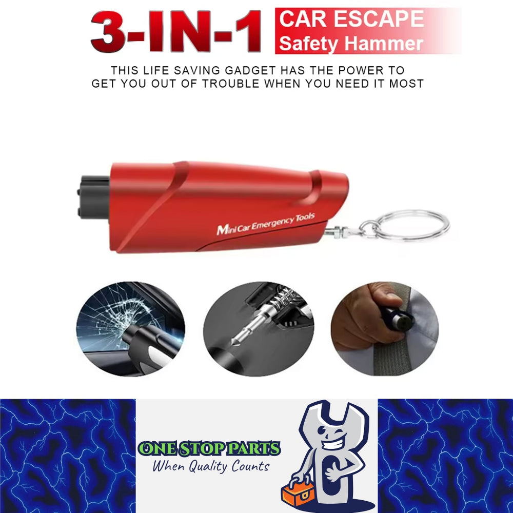 Car Window Breaking Hammer Glass Breaker Seat Belt Cutter Escape Safety Tool Red