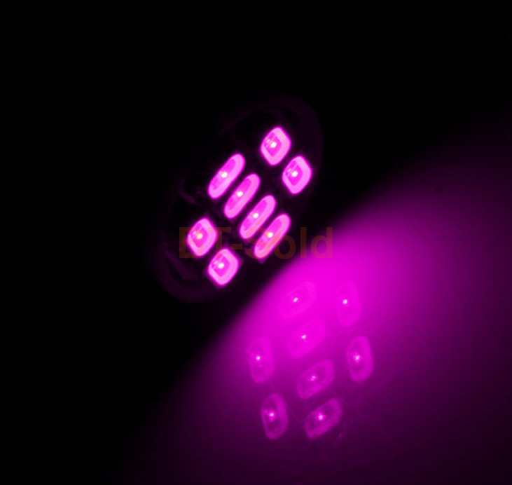 100 x Pink / Purple T10 8SMD 1206 High Brightness LEDs Flat Face 12v (100pcs)