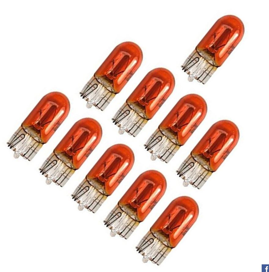 10 x T10 12v 5w Amber Coated Incandescent Canbus Globes (10pcs)