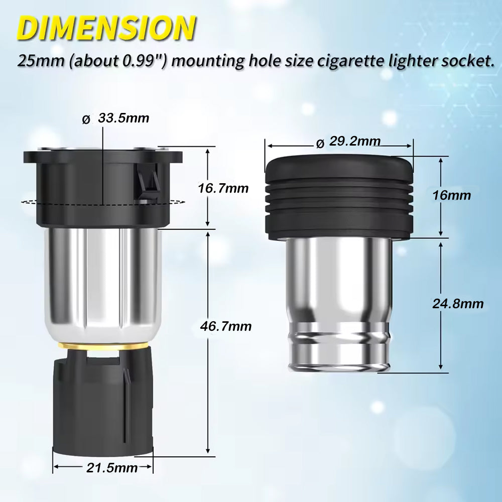 12V Cigarette Lighter Socket Outlet with Eject Button for Ford E150/250/350 F250