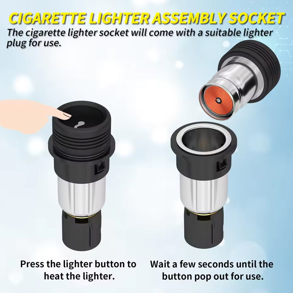 12V Cigarette Lighter Socket Outlet with Eject Button for Ford E150/250/350 F250