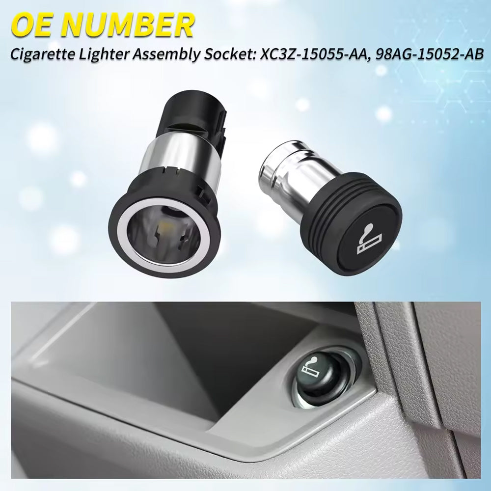 12V Cigarette Lighter Socket Outlet with Eject Button for Ford E150/250/350 F250