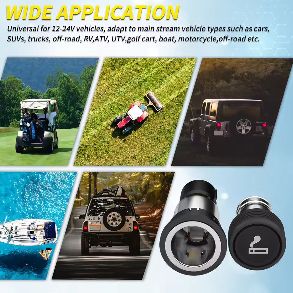 12V Cigarette Lighter Socket Outlet with Eject Button for Ford E150/250/350 F250