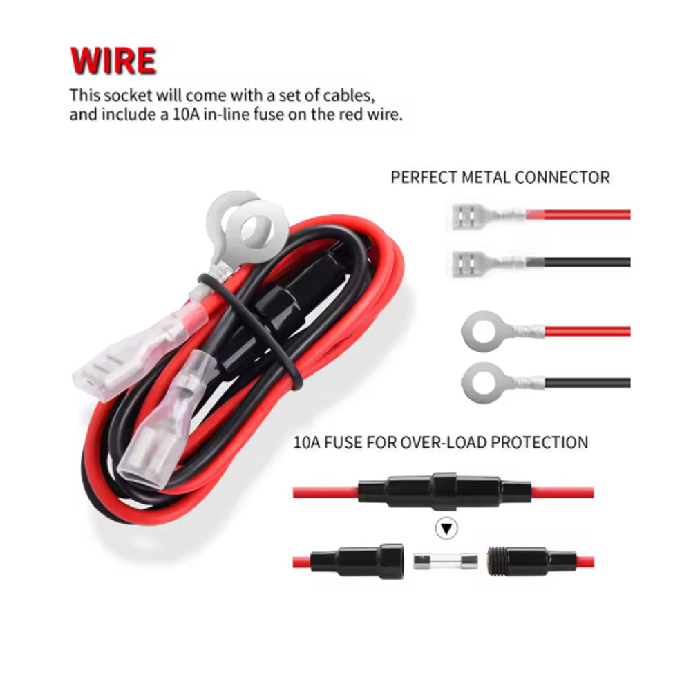 12V Car Cigarette Lighter Socket Female Power Adapter Plug Outlet with Cover