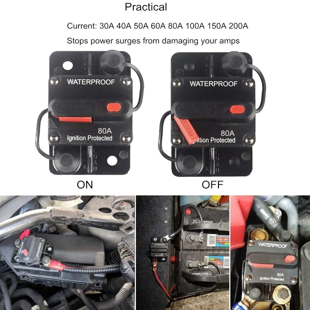 40A Circuit Breaker Manual Reset 12V 24V WaterProof for Car Truck Boat Marine