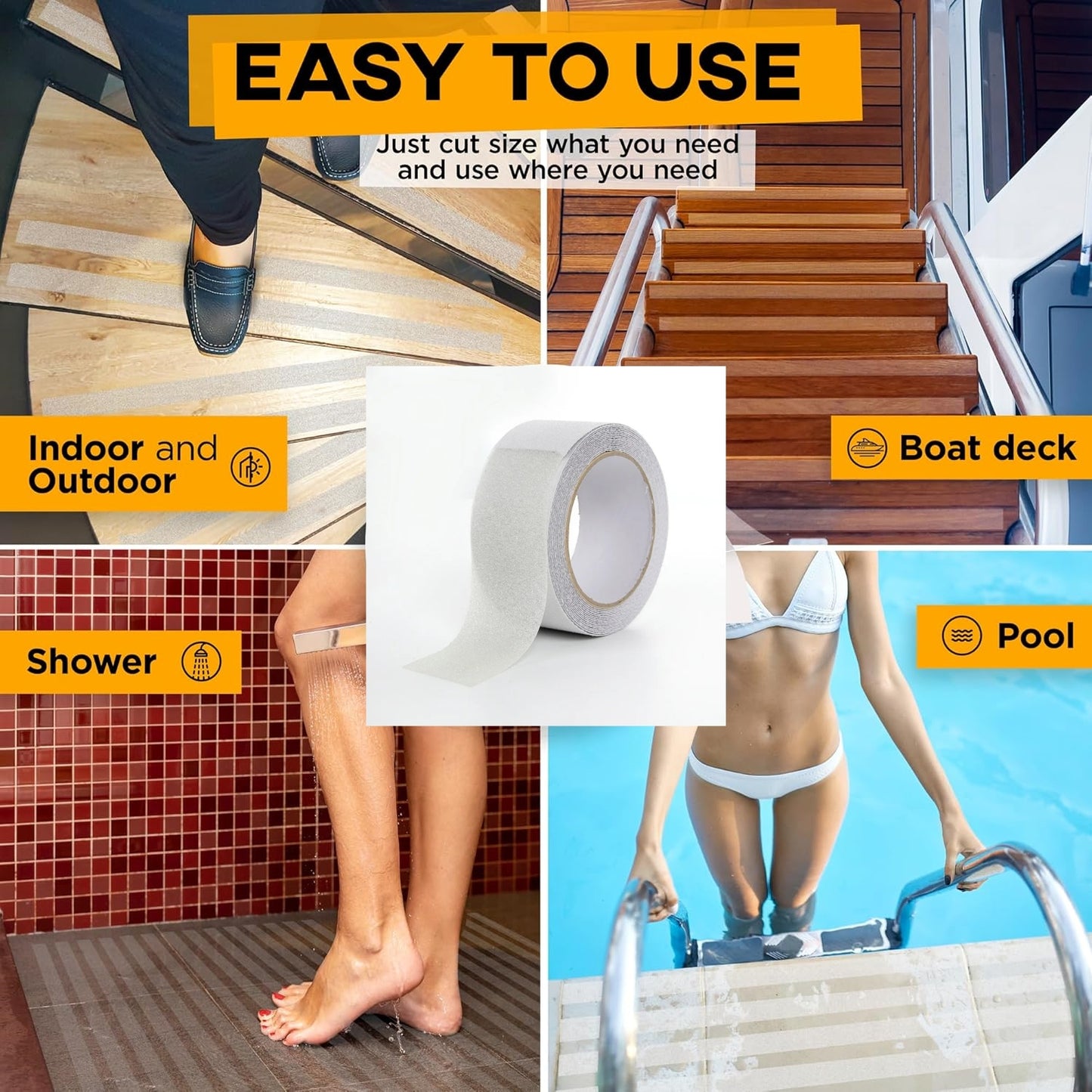 Anti Slip Tape Non Slip Grip Adhesive Transparent Step Sticky Tread 5M 25mm
