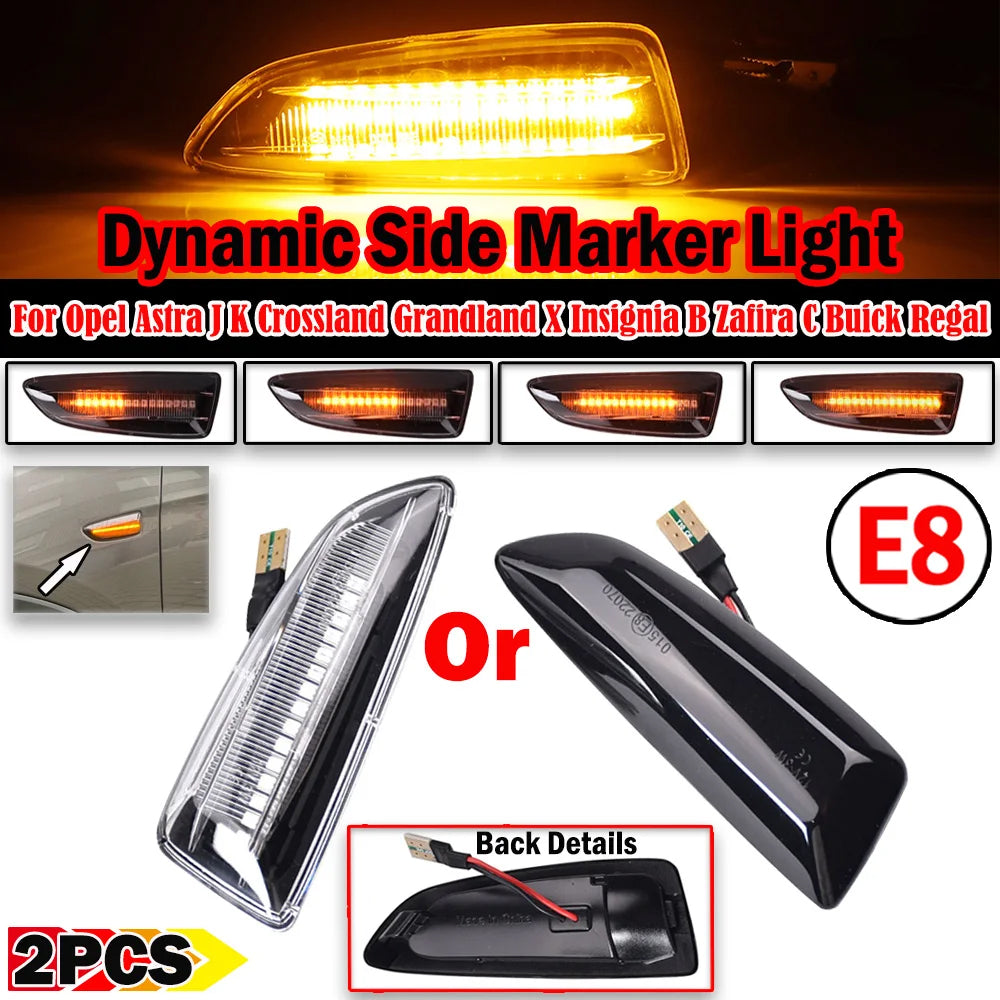 2 x Dynamic LED Side Marker Light Signal Lamp for Opel Astra J K Insignia Zafira