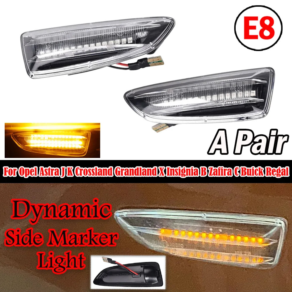 2 x Dynamic LED Side Marker Light Signal Lamp for Opel Astra J K Insignia Zafira
