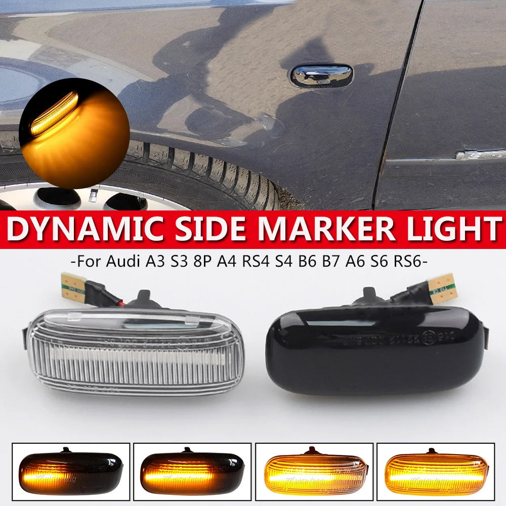 2x Dynamic Turn Signal Light LED Side Marker Lamp for Audi A3 S3 8P A4 RS4 A6 S6