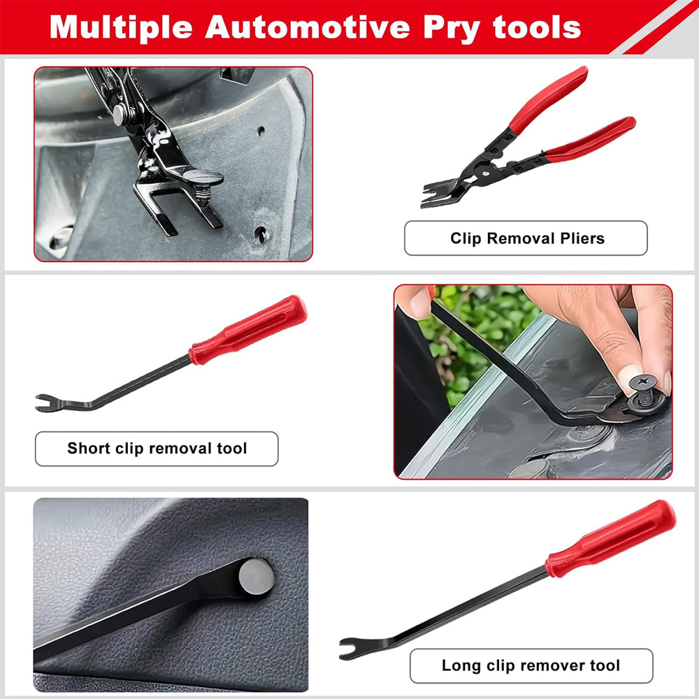 3pcs Car Panel Clip Removal Plier Trim Fastener Rivet Removal Tool Pry Tool Set