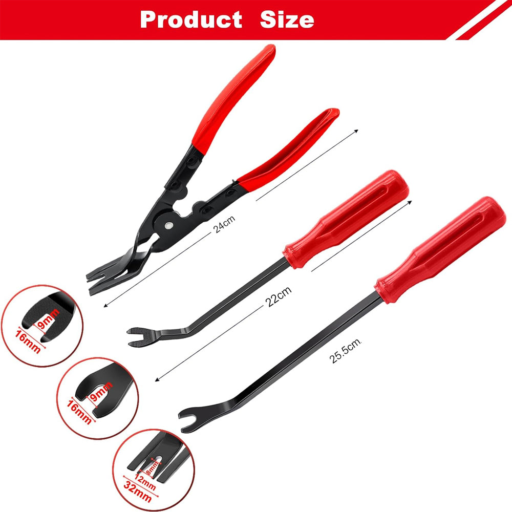 3pcs Car Panel Clip Removal Plier Trim Fastener Rivet Removal Tool Pry Tool Set