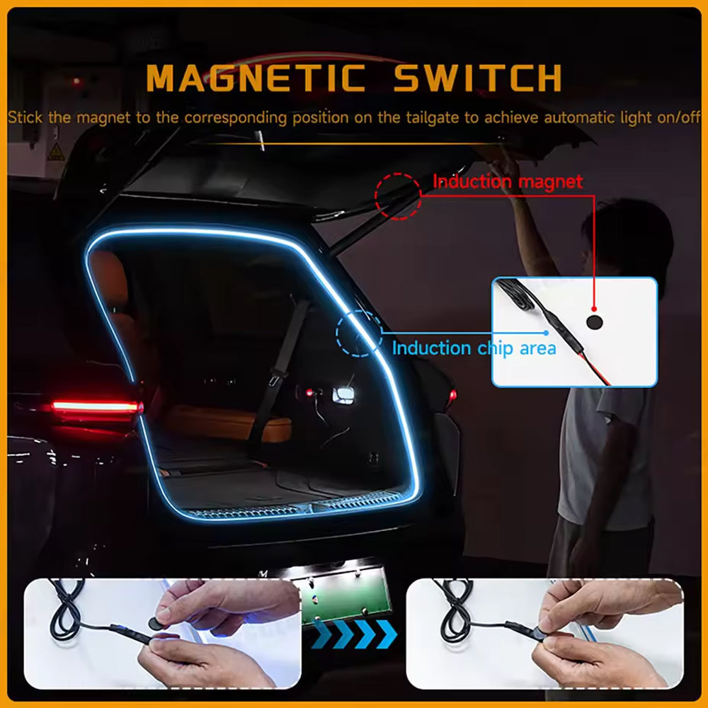 5M Warm White LED Car Trunk Light Flexible LED Strip Light Magnetic Induction