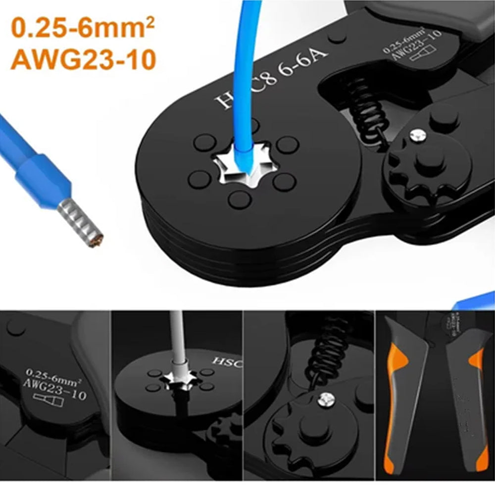 Ferrule Crimping Tool Kit Hexagonal Ratchet Jaw Wire Pliers with 1200 Terminals
