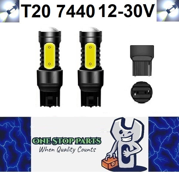 2 x T20 7440 12v Cool White LED 5smd COB 360 degress super Bright (2pcs)