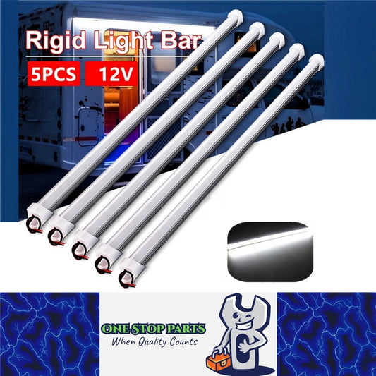 5 x 12v 30cm Cool White Aluminium Body LED Strip with Frosted Lens and end mount