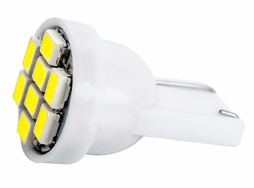 100 x Cool White T10 8SMD 1206 High Brightness LEDs Flat Face 12v (100pcs)