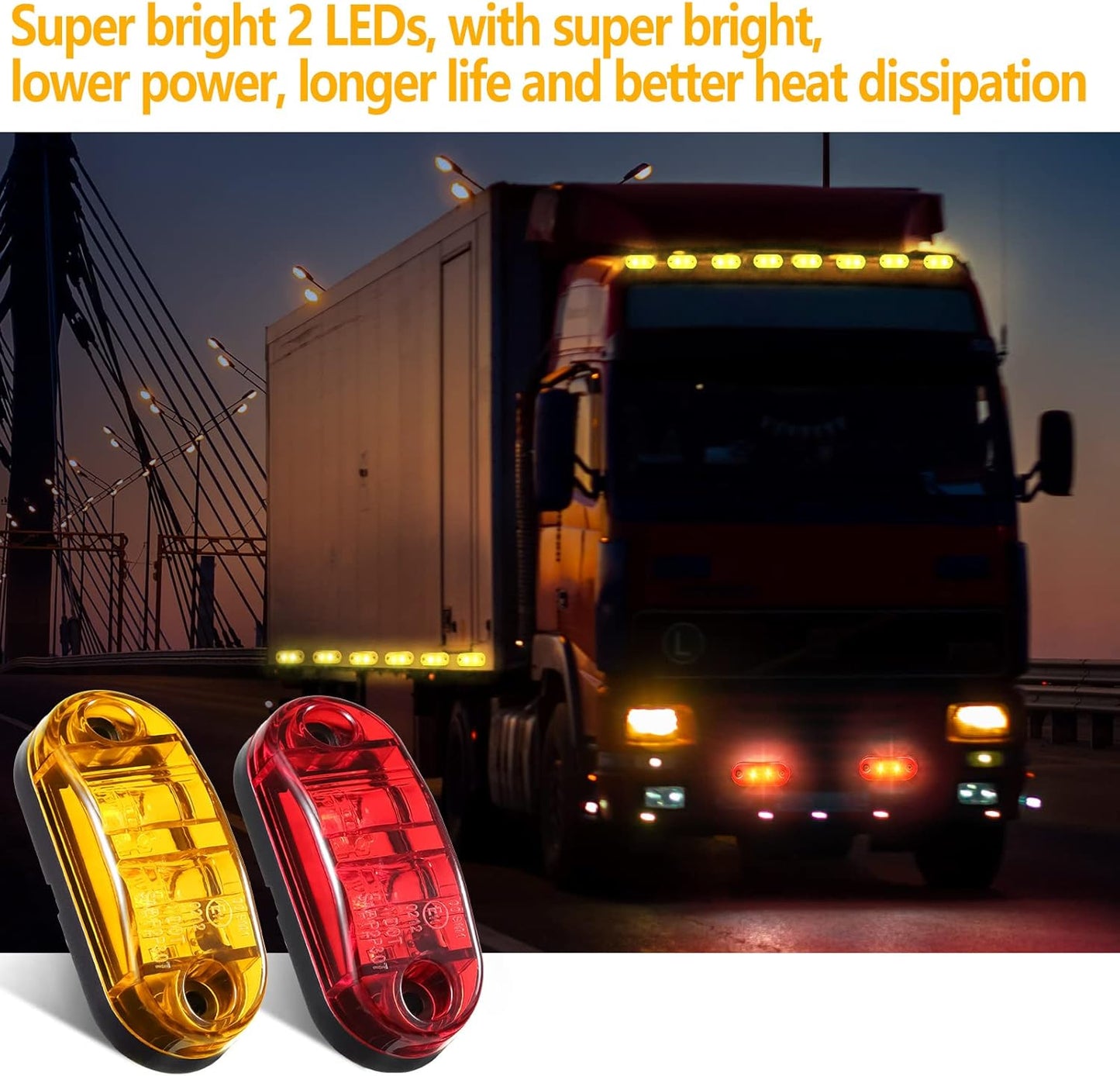 4 x White Front Marker Lamps ADR Compliant E Mark 12v/24v Multivolt (4pcs)